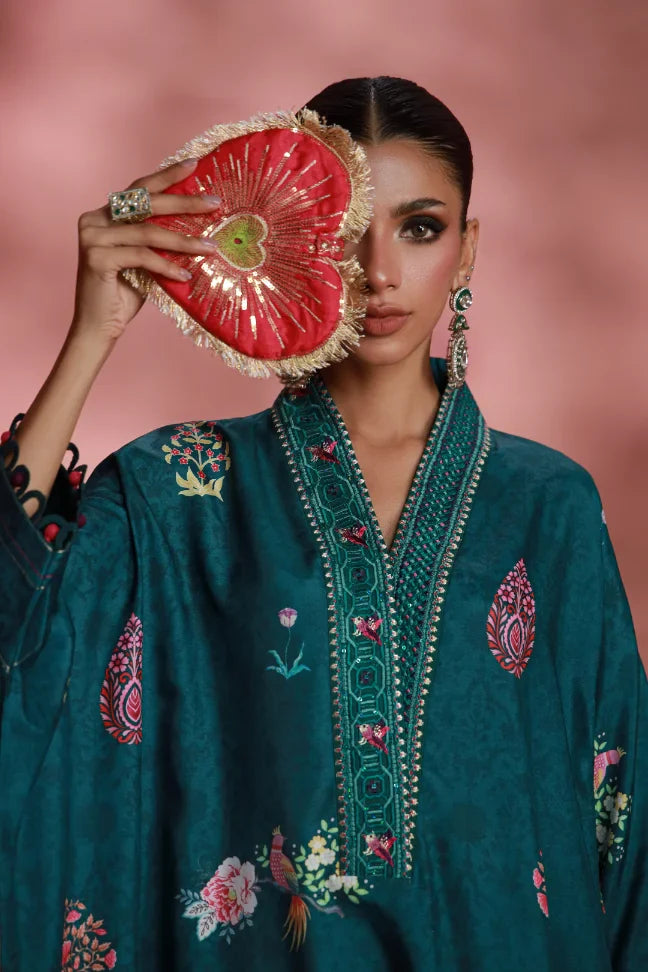 Manto Women's Ready to Wear Teal Kaftaan 2 Piece Set