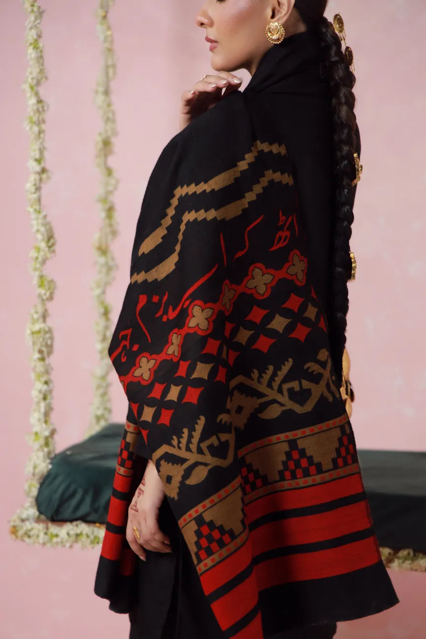 Aghaaz (আগাজ) Weaved Shawl - Black