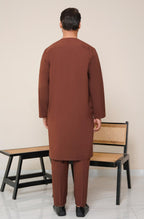 Shopmanto, wear manto, manto clothing brand, manto pakistan, ladies clothing brand, urdu calligraphy clothing, wear manto men's wear solid 2 piece cocoa brown lucknow kurta pajama, manto wash n wear lucknow kurta pajama