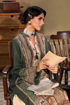 Traditional Green & White embroidered kurta with Urdu calligraphy