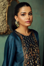 Manto Women's 2 piece silk neelum set featuring hand embellishment on neckline