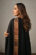 Manto's Unisex Black Acrylic Cape featuring Urdu Calligraphy printed on the border
