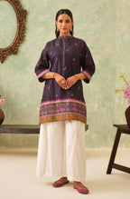 Manto Women's 1 Piece Ready to Wear Purple Kurta with Urdu Calligraphy