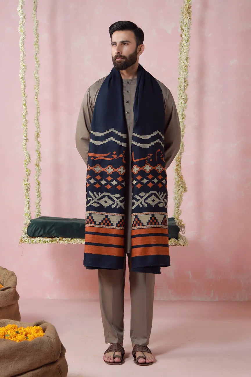 Aghaaz (আগাজ) Weaved Shawl - Blue