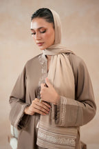 Manto Women's Hijab Friendly Grey Embroidered Scarf
