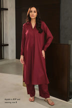 Manto Women's Ready to Wear 2-Piece Ruby Red Solid Co-ord Set
