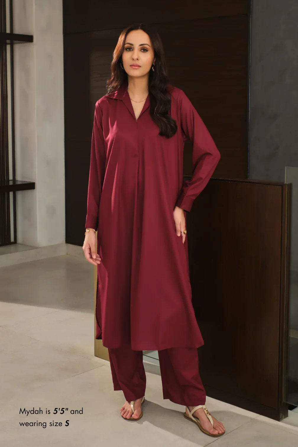 Manto Women's Ready to Wear 2-Piece Ruby Red Solid Co-ord Set