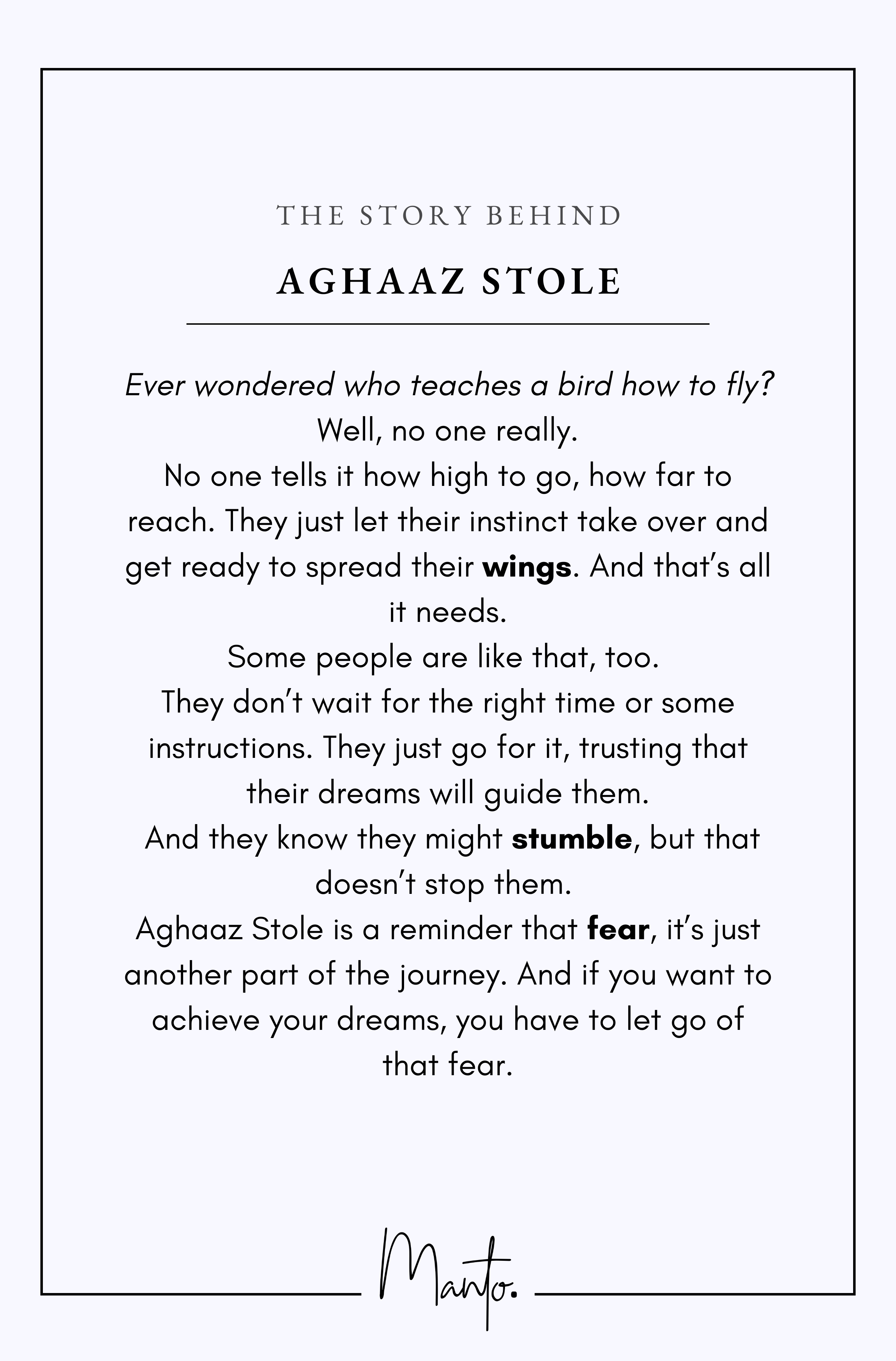 Design Philosophy of Aghaaz Stole