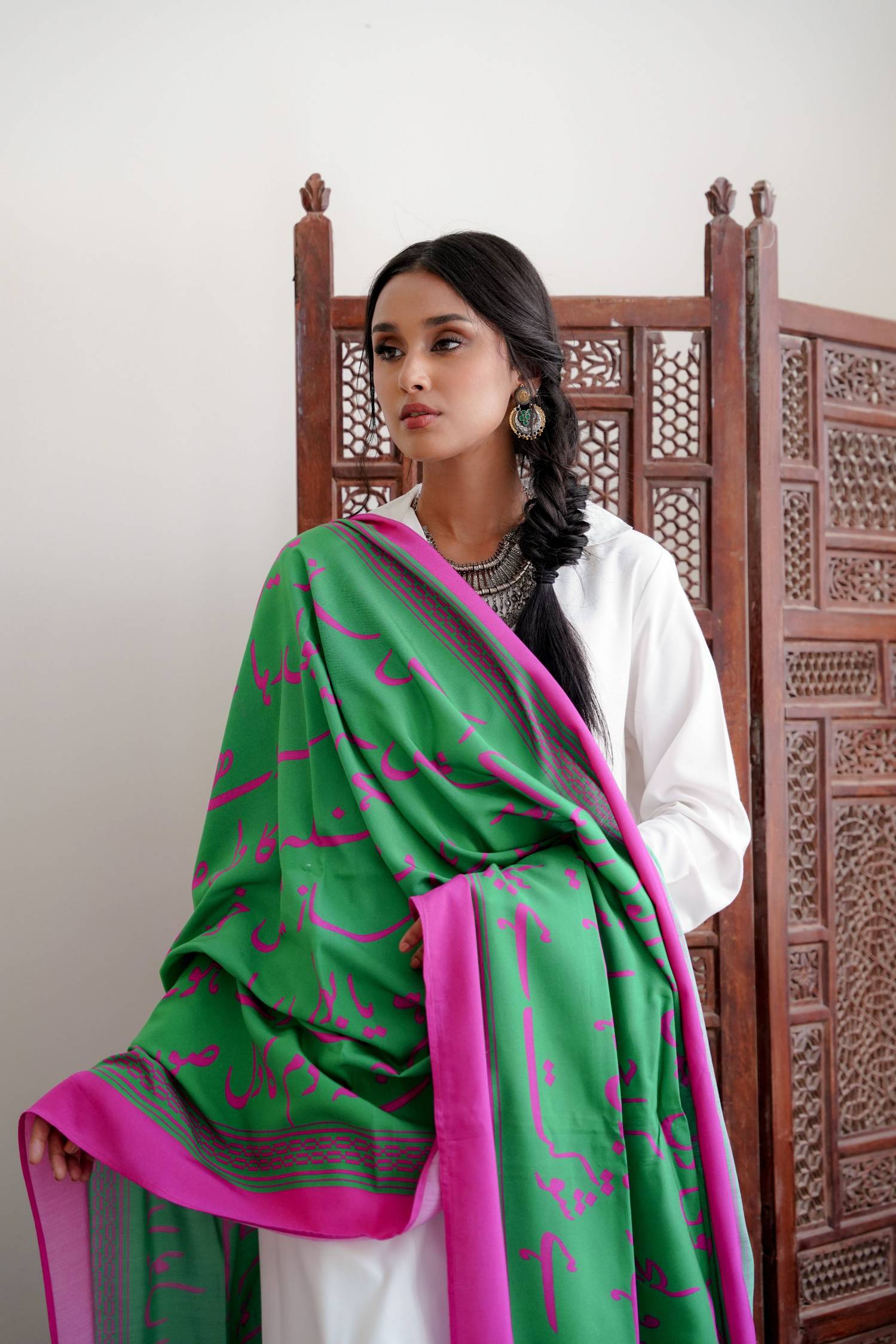 Bol (বল) Odhni - Green & Magenta