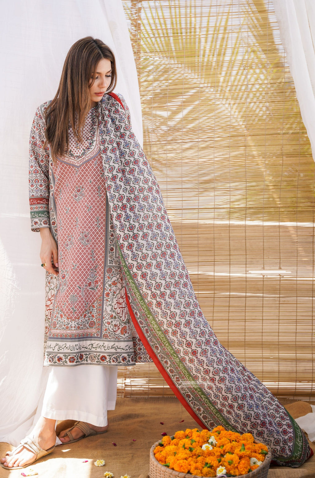 Gulbahar (পুষ্পিত বসন্ত) Dupatta - Brick Red