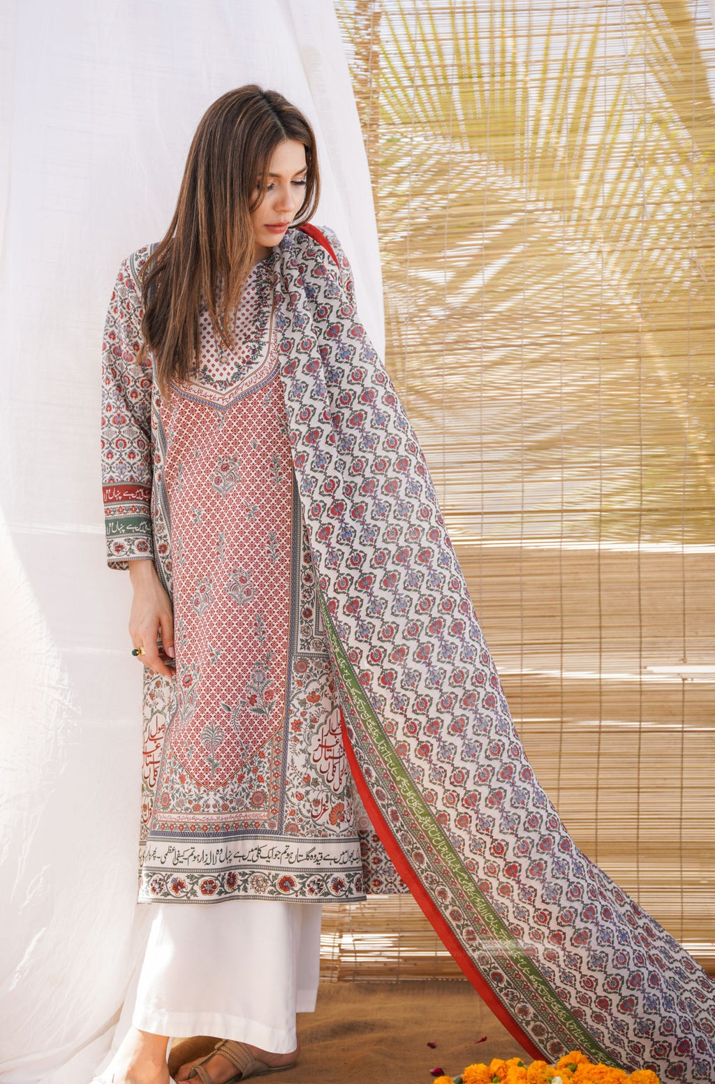 Gul-e-Jahaan (জগতের ফুল) Kurta - Brick Red