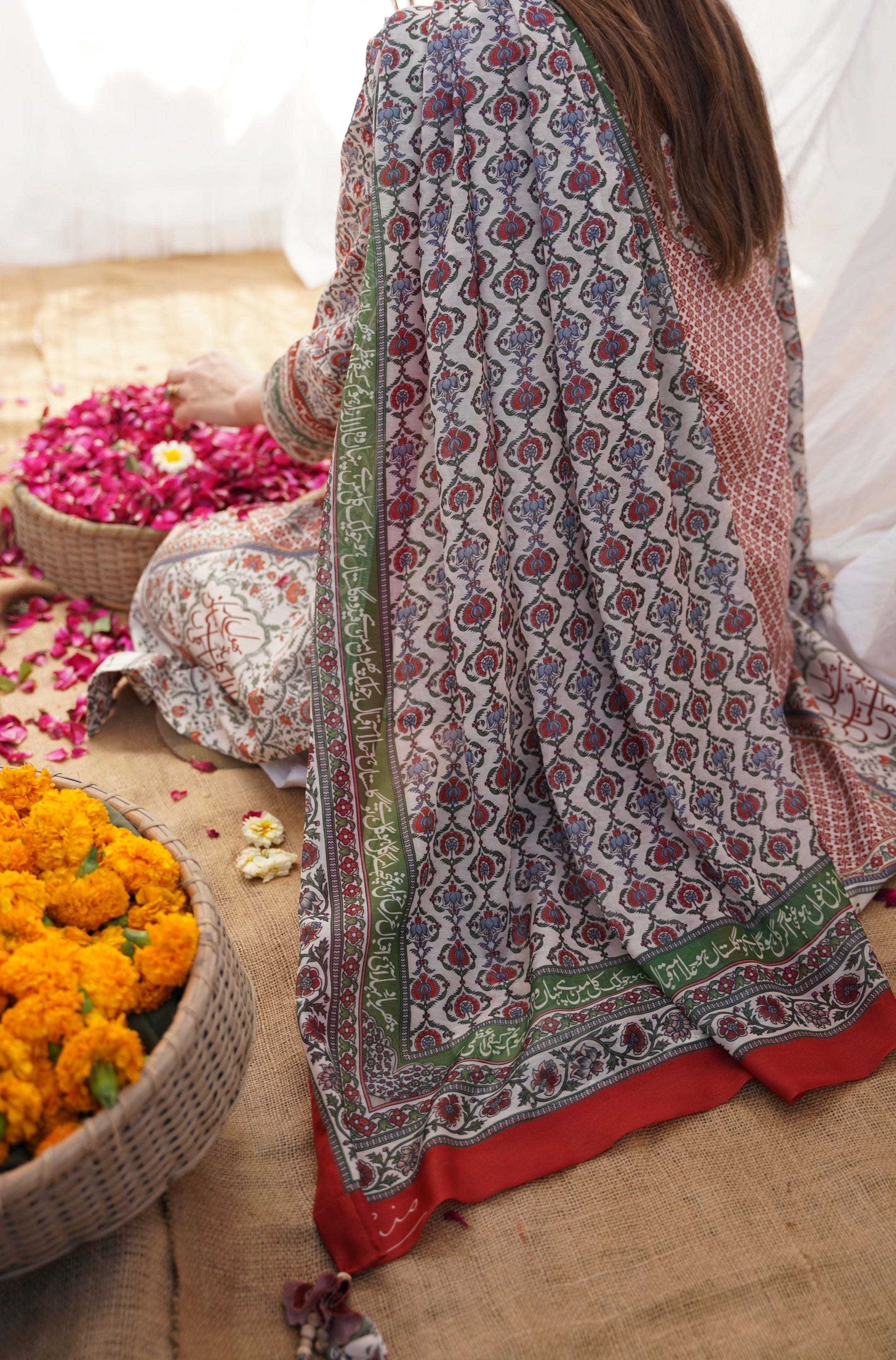 Gulbahar (পুষ্পিত বসন্ত) Dupatta - Brick Red