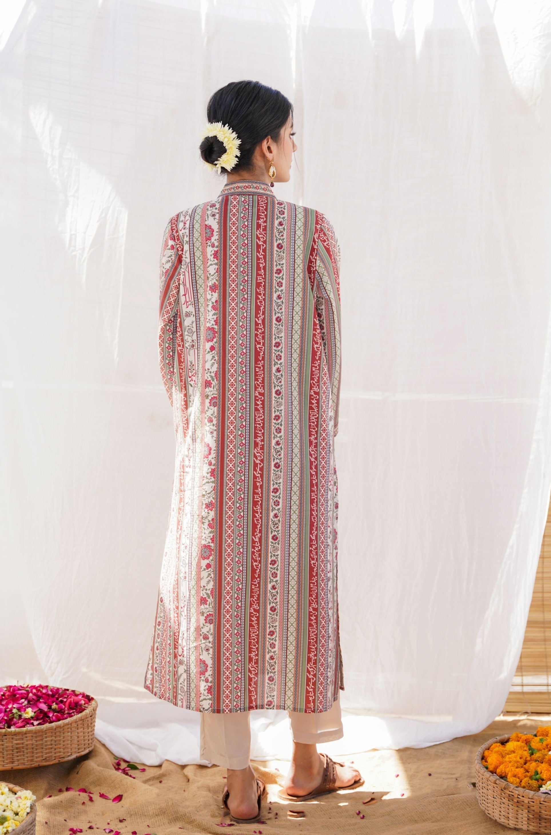 Gulistan (ফুলের বাগান) Stripes Kurta - Brick Red