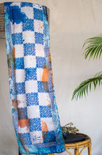 Manto Women's Double sided Blue Riwayat Stole with Urdu Calligraphy