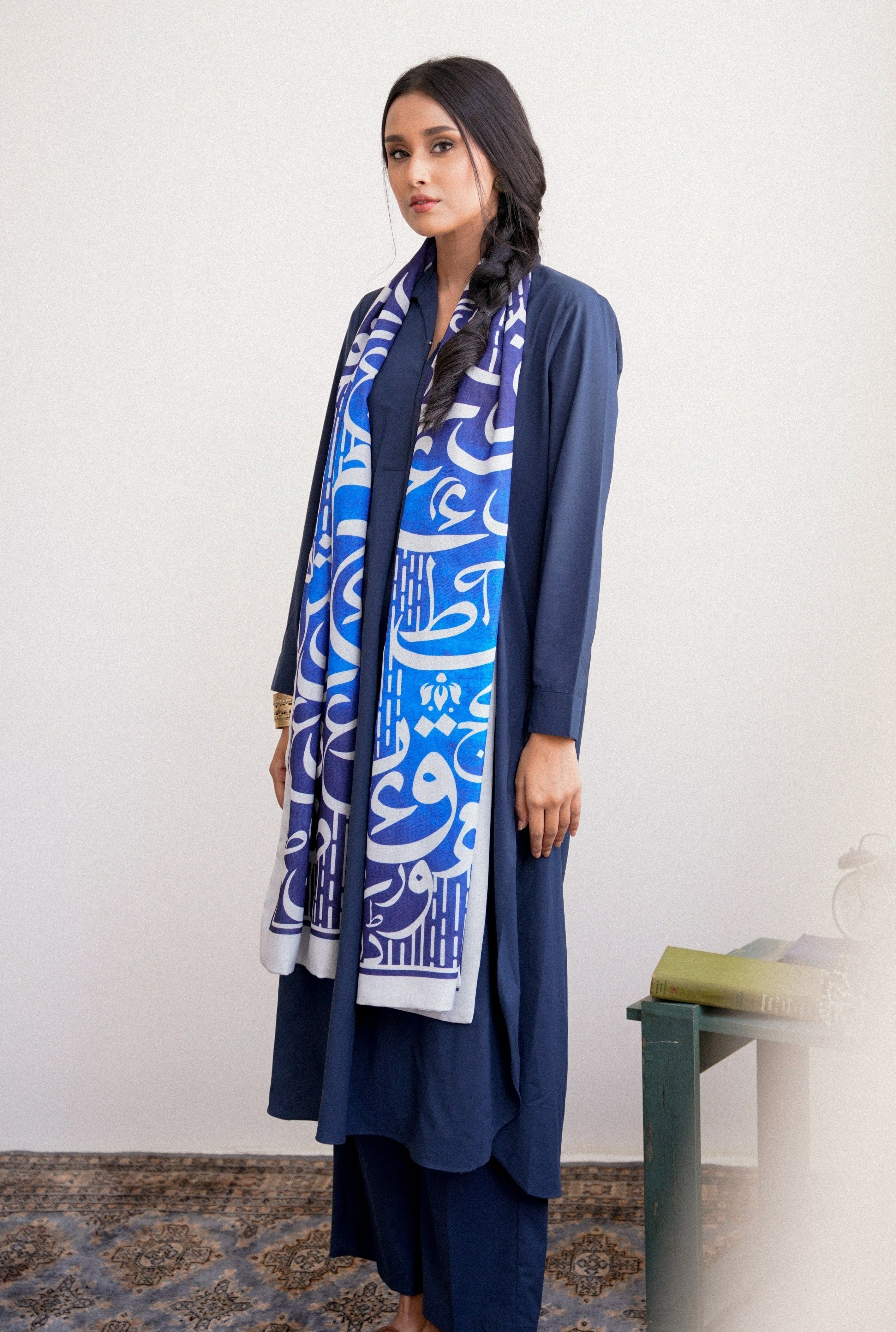 Huroof (অক্ষর) - Shaded Blue Stole