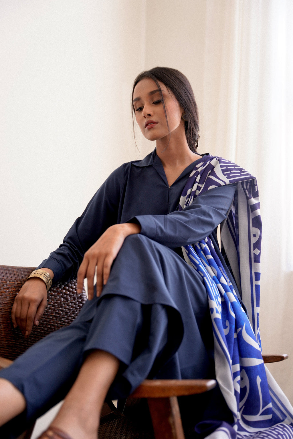 Huroof (অক্ষর) - Shaded Blue Stole