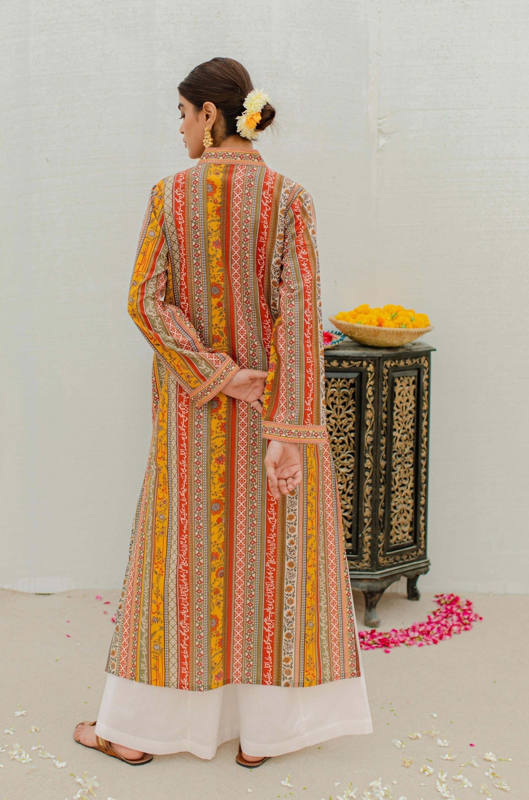 Gulistan (ফুলের বাগান) Stripes Kurta - Mustard