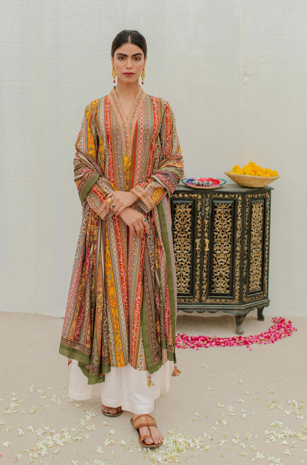 Gulistan (ফুলের বাগান) Stripes Dupatta - Mustard