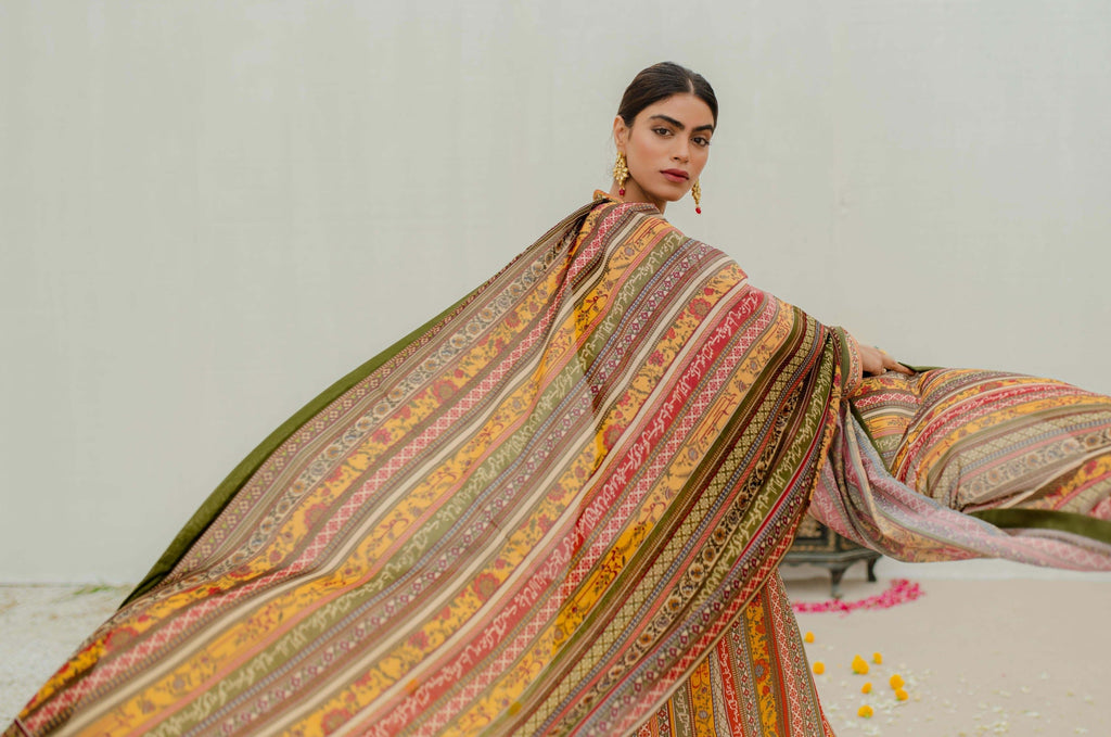Gulistan (ফুলের বাগান) Stripes Dupatta - Mustard