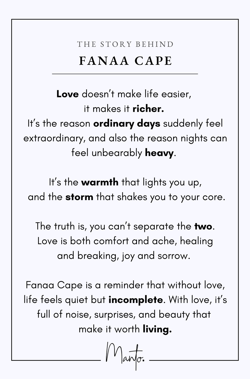Design Philosophy of Fanaa Cape