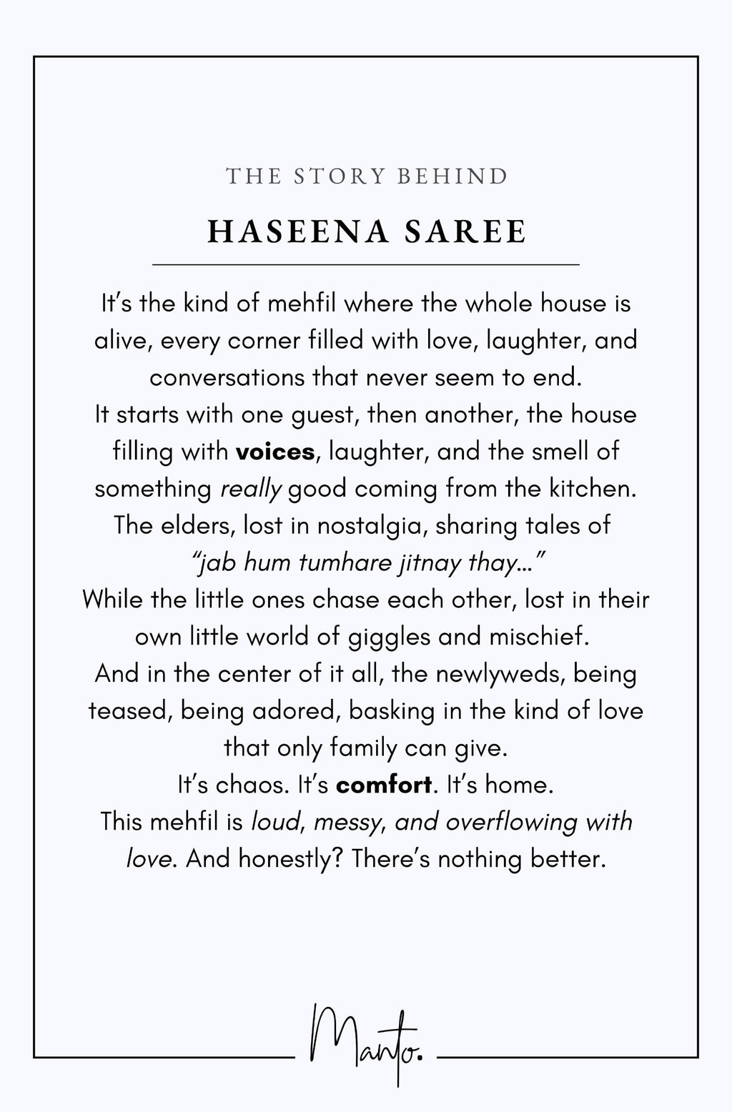 Design Philosophy of Haseena Saree