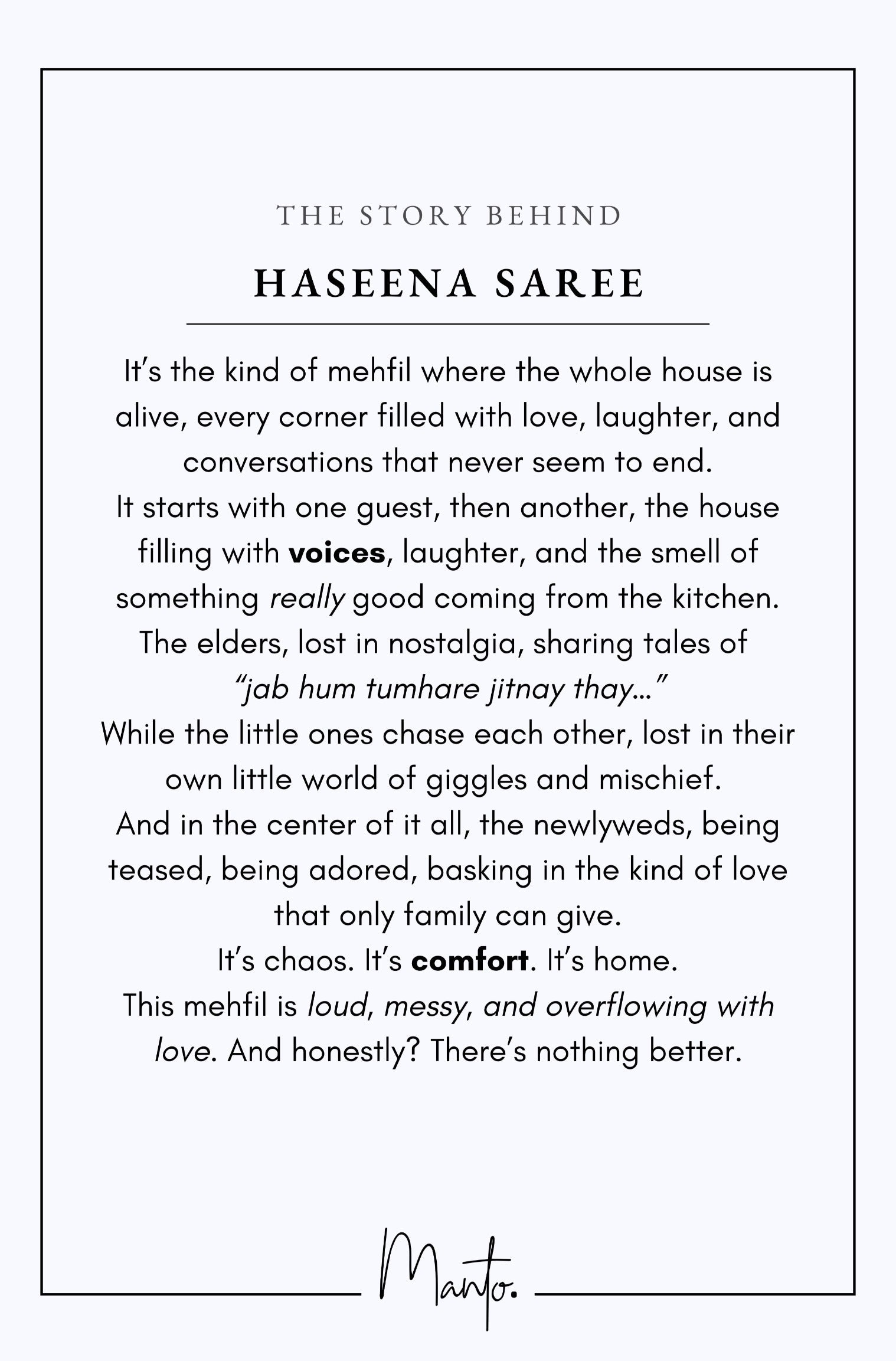 Design Philosophy of Haseena Saree