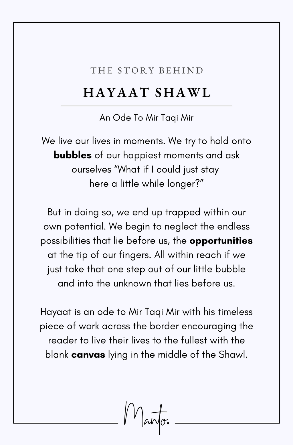 Design Philosophy of Hayaat Shawl