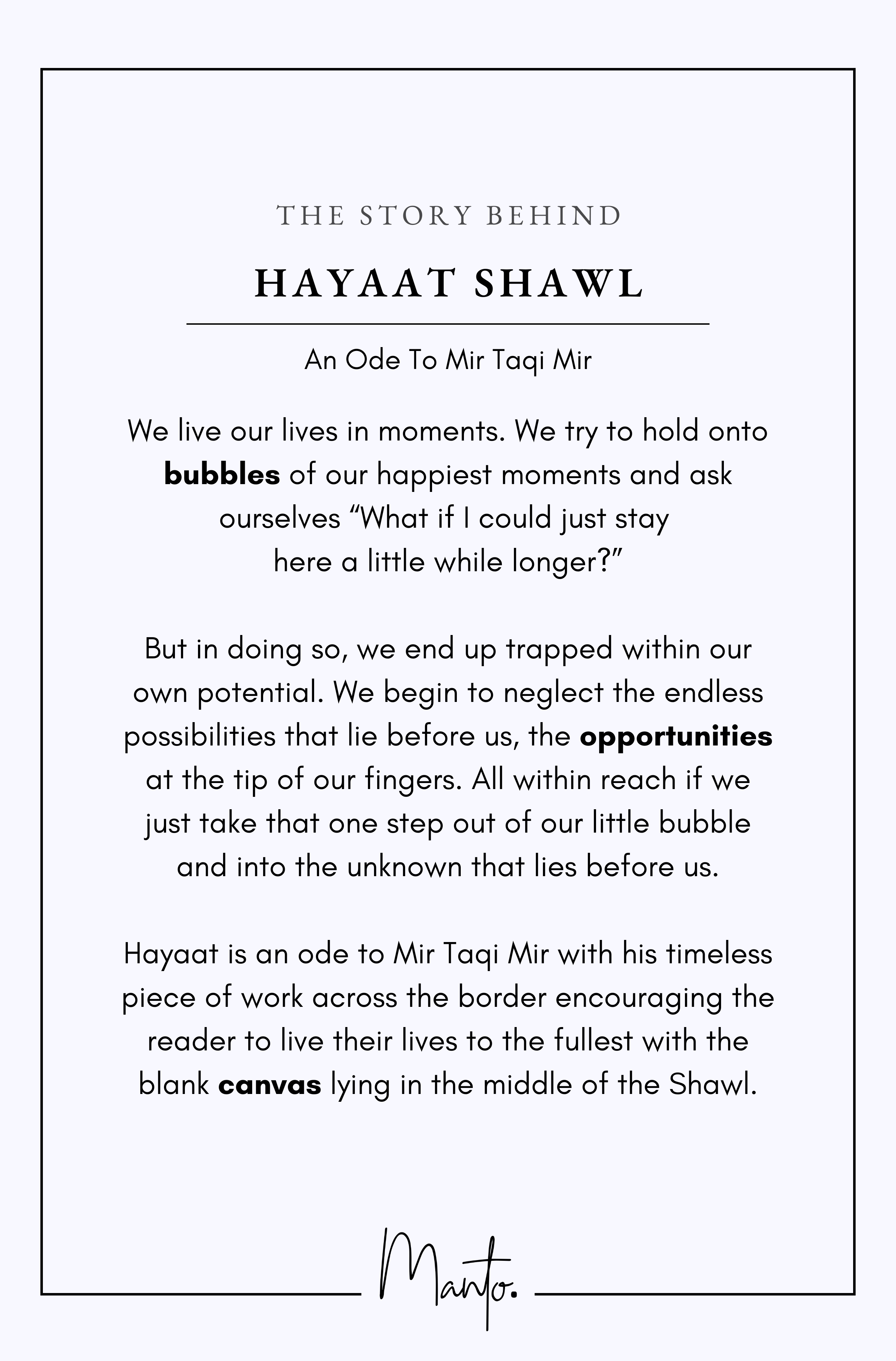 Design Philosophy of Hayaat Shawl