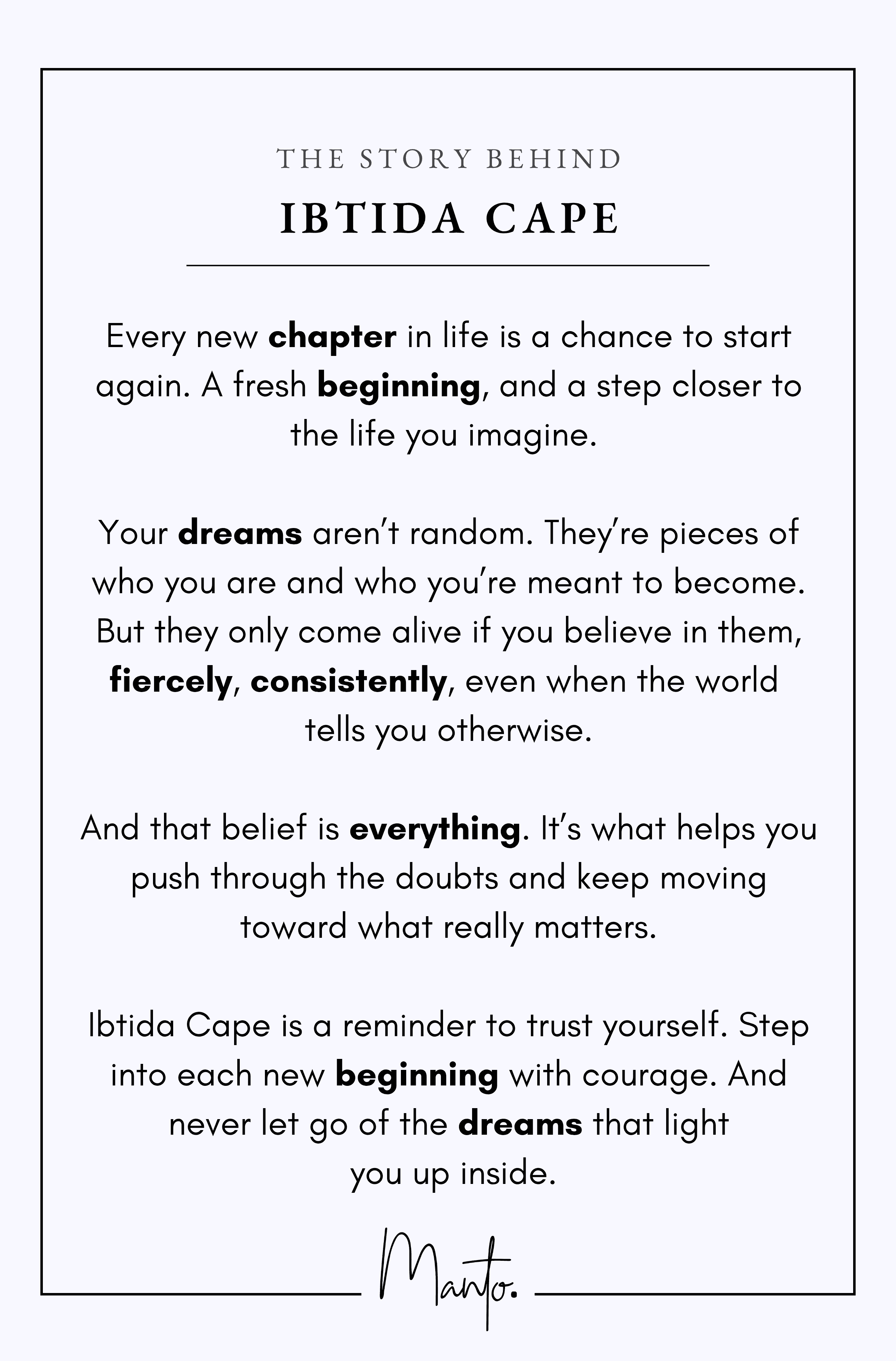 Design Philosophy of Ibtida Cape