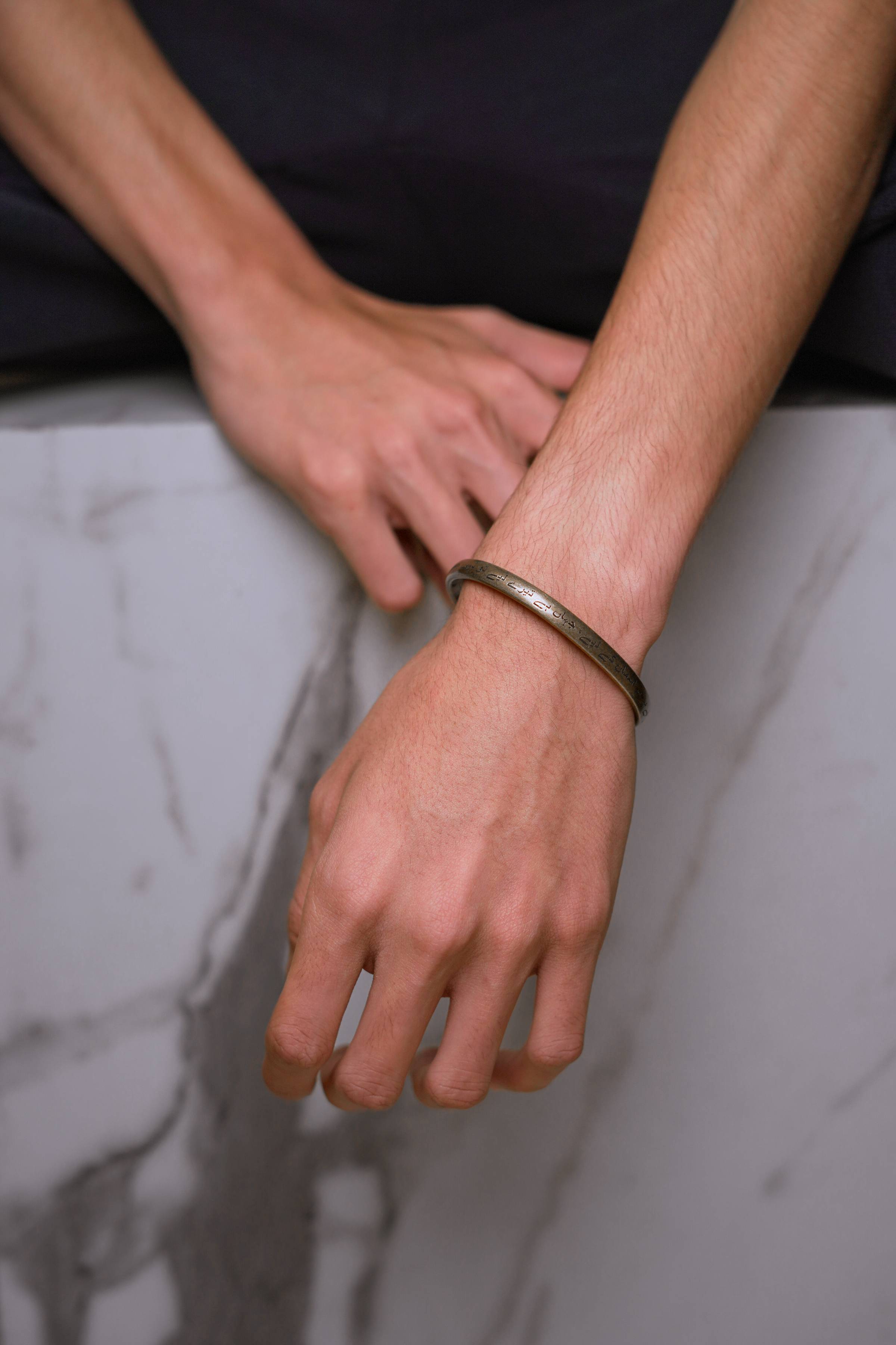 Manto Unisex Gold Stainless Steel Jahaan Cuff Bracelet (Kara) with Urdu Calligraphy of Poetry by Allama Iqbal