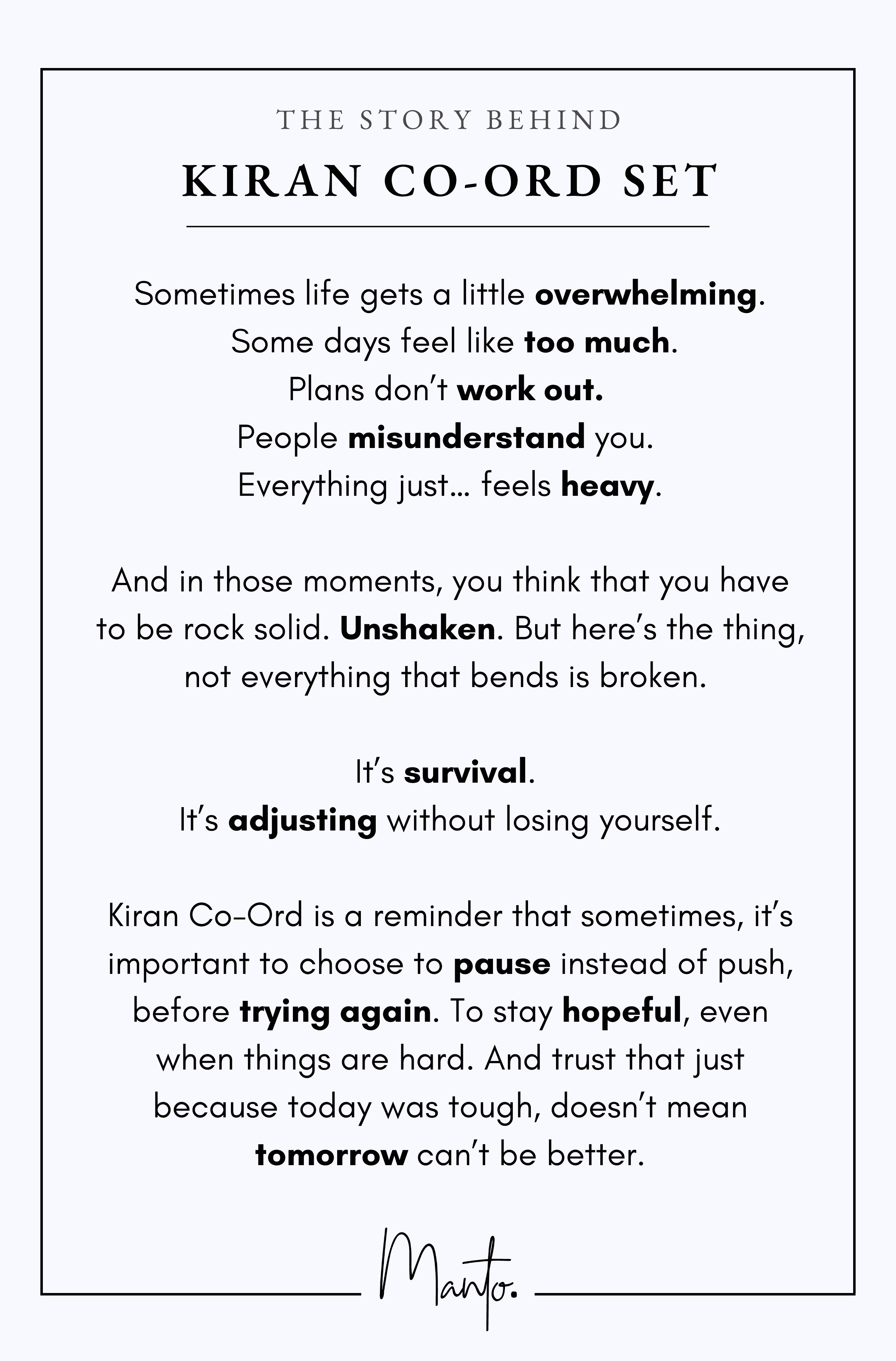 Text-based image with design philosophy on a white background