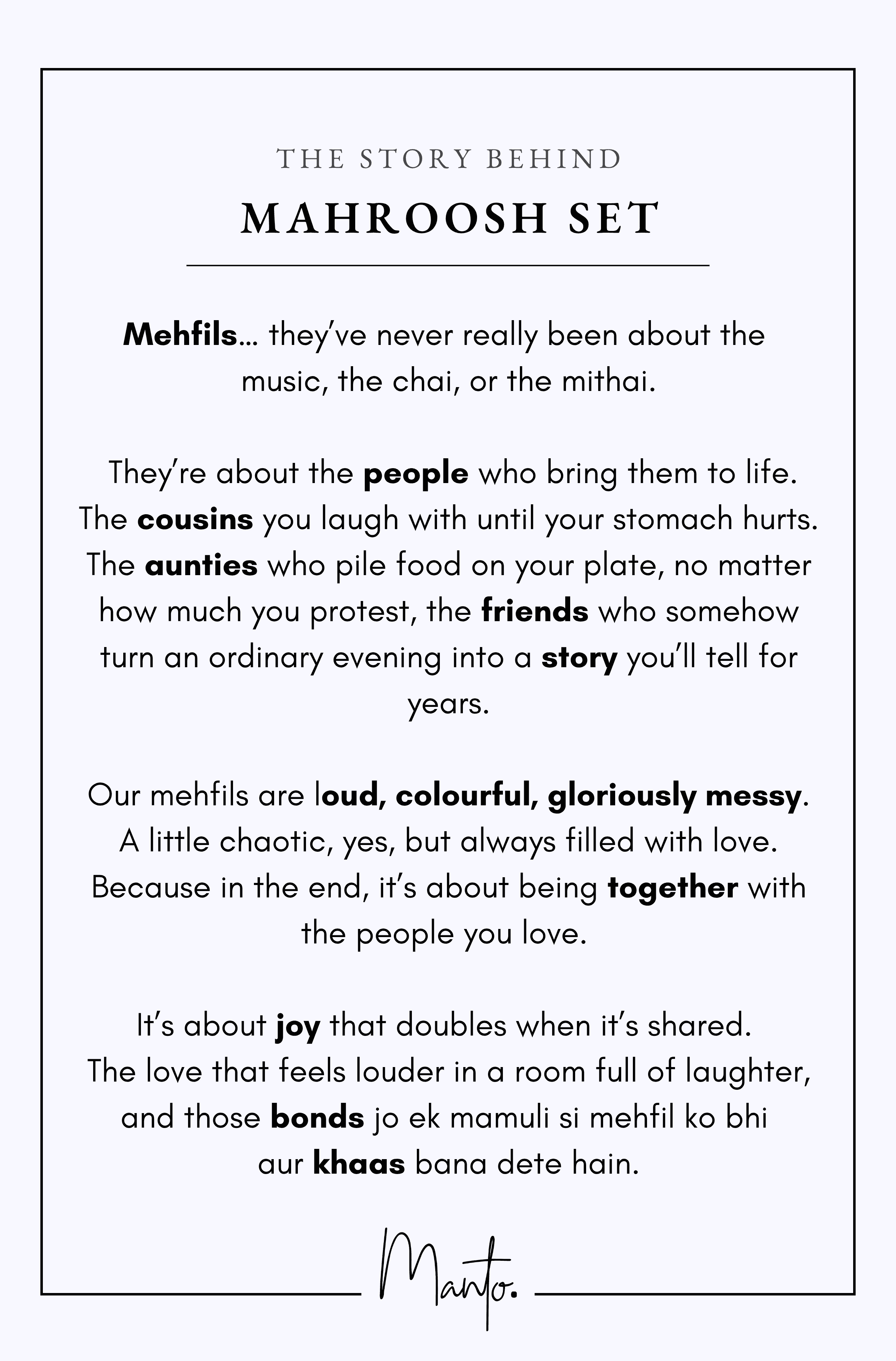 Design Philosophy of Mahroosh Set