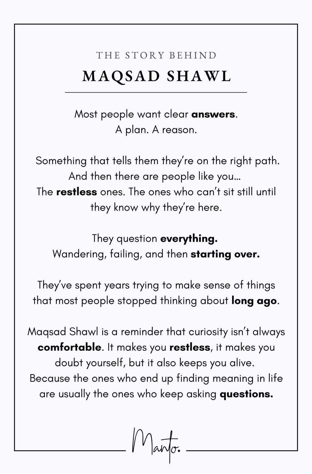 Design Philosophy of Maqsad Shawl