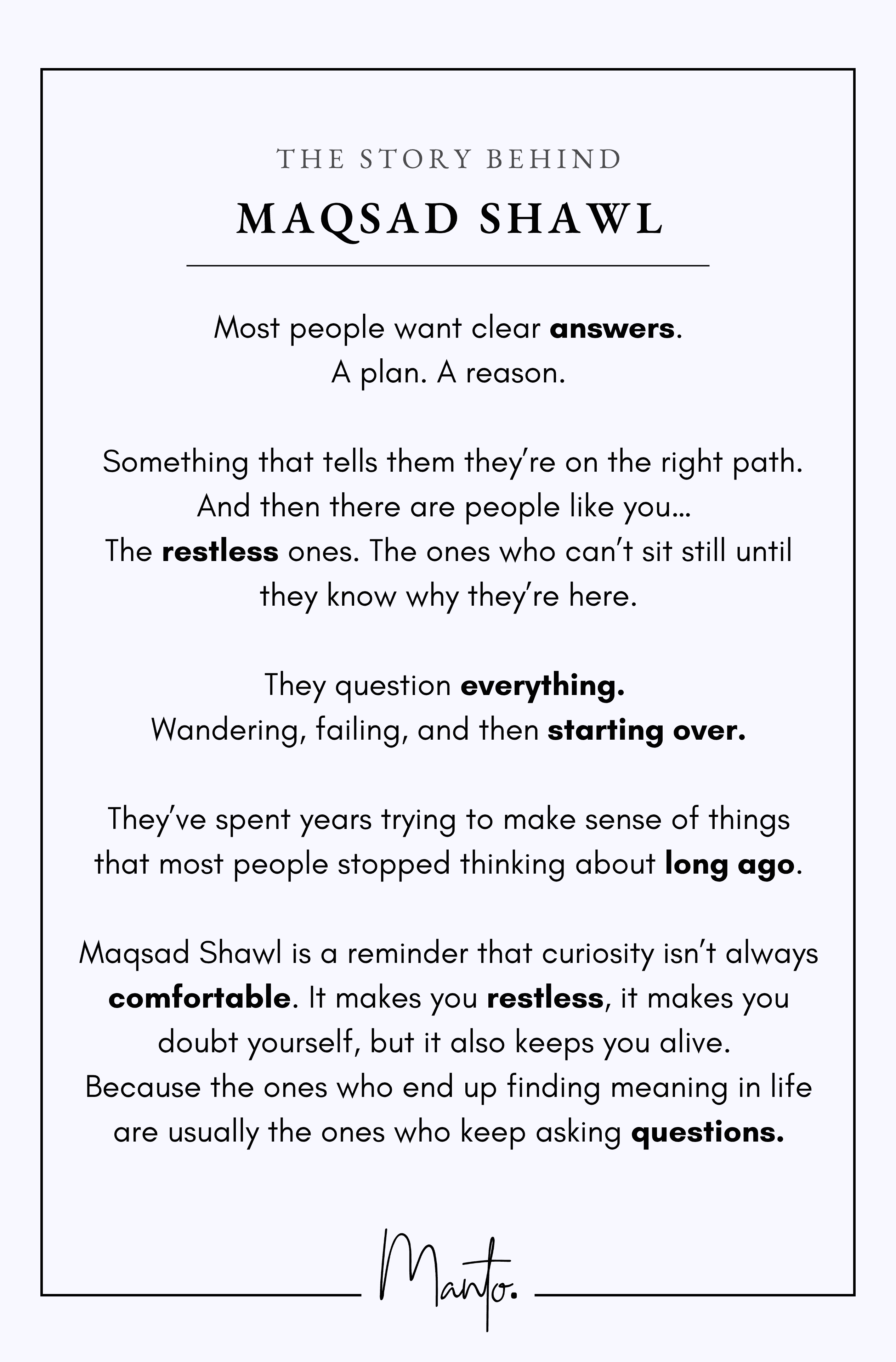 Design Philosophy of Maqsad Shawl