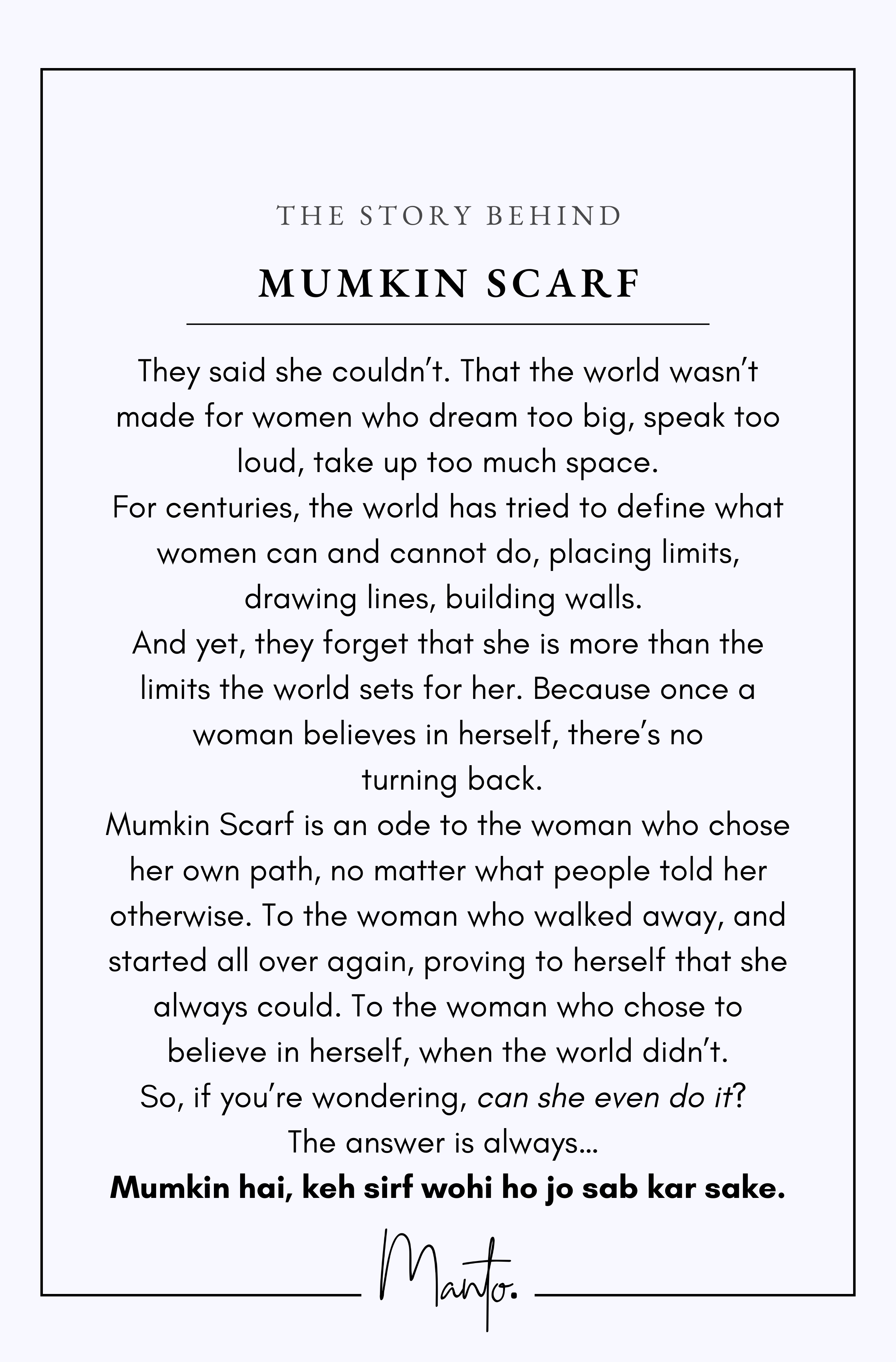 Design Philosophy of Mumkin Scarf