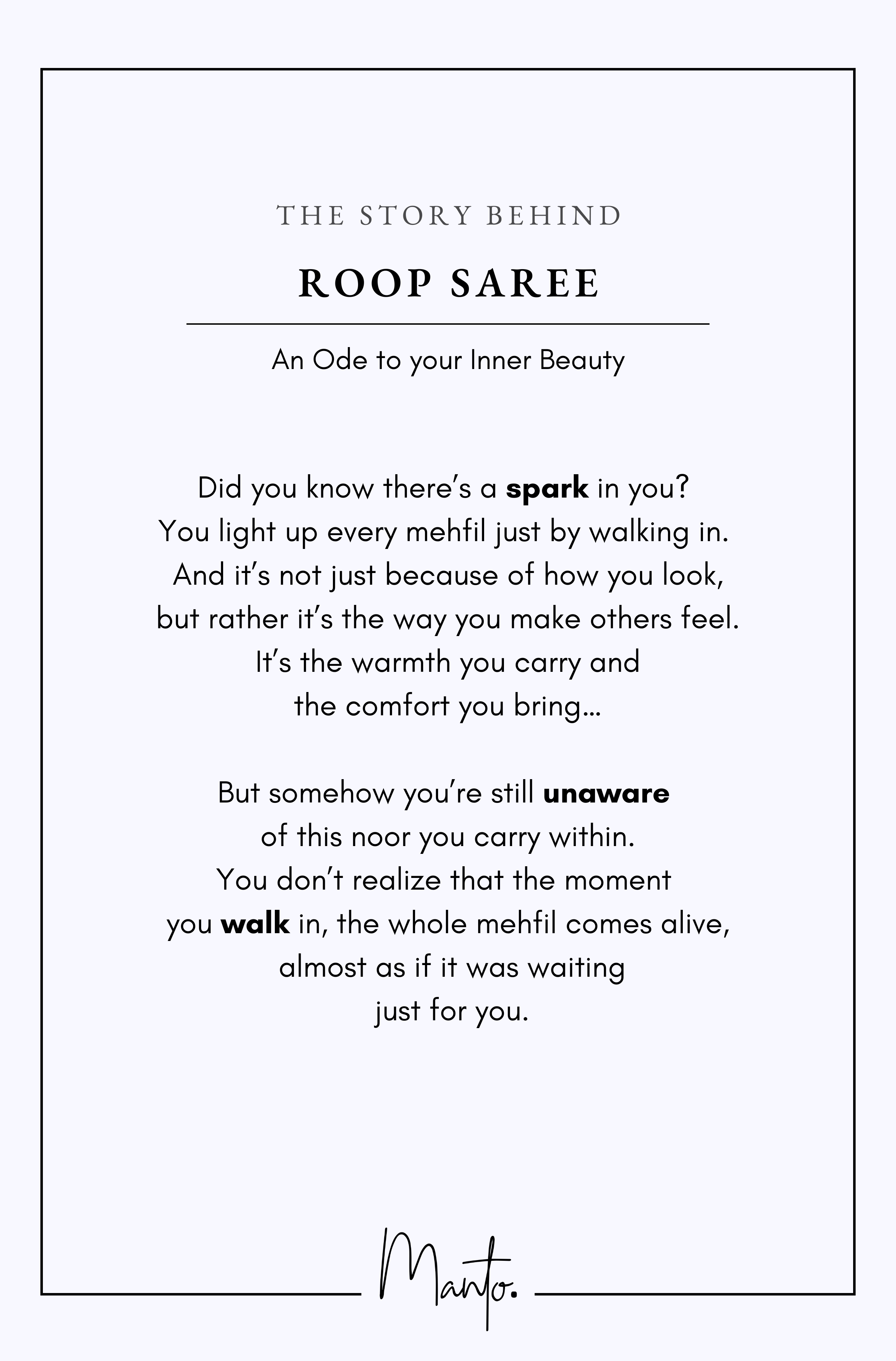 Design Philosophy of Roop Saree