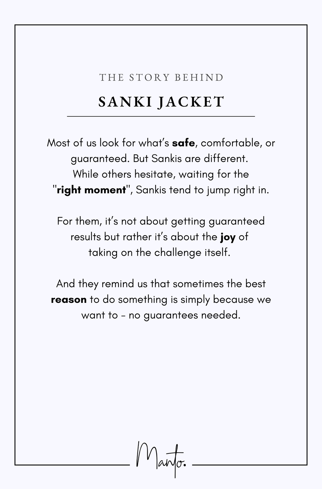 Design Philosophy of Sanki Jacket