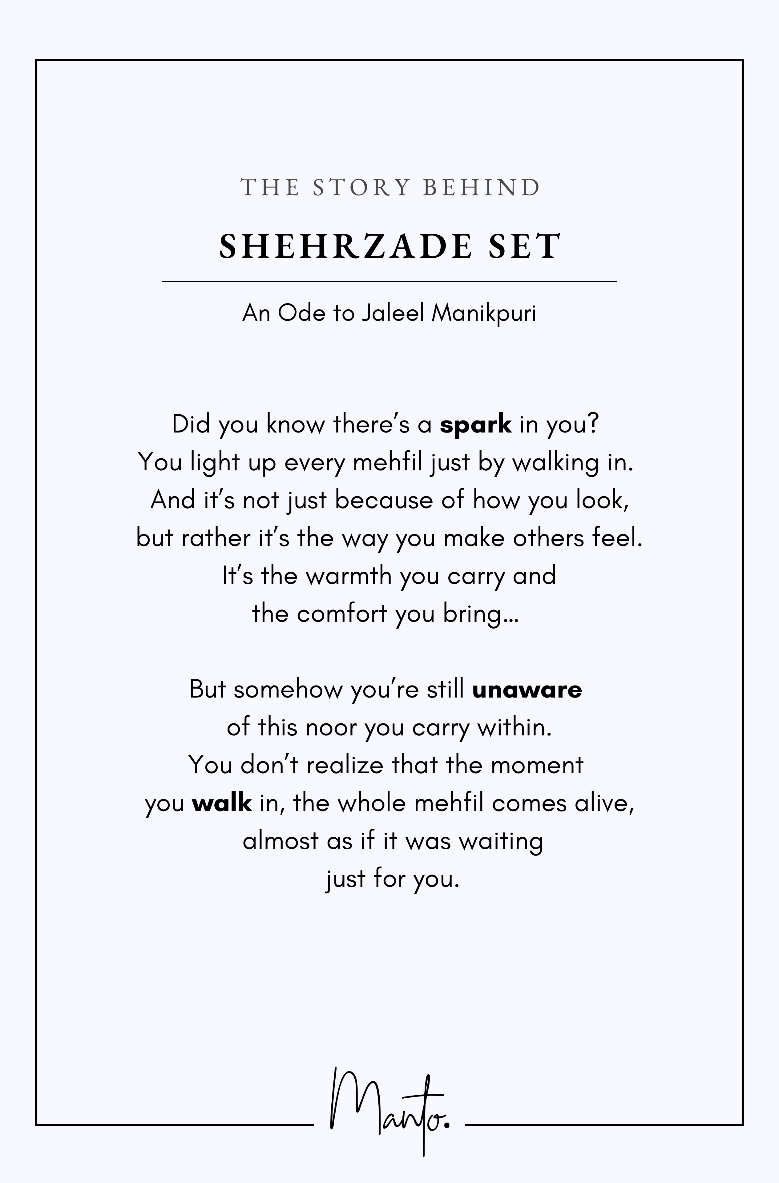 Design Philosophy of Shehrzade Set