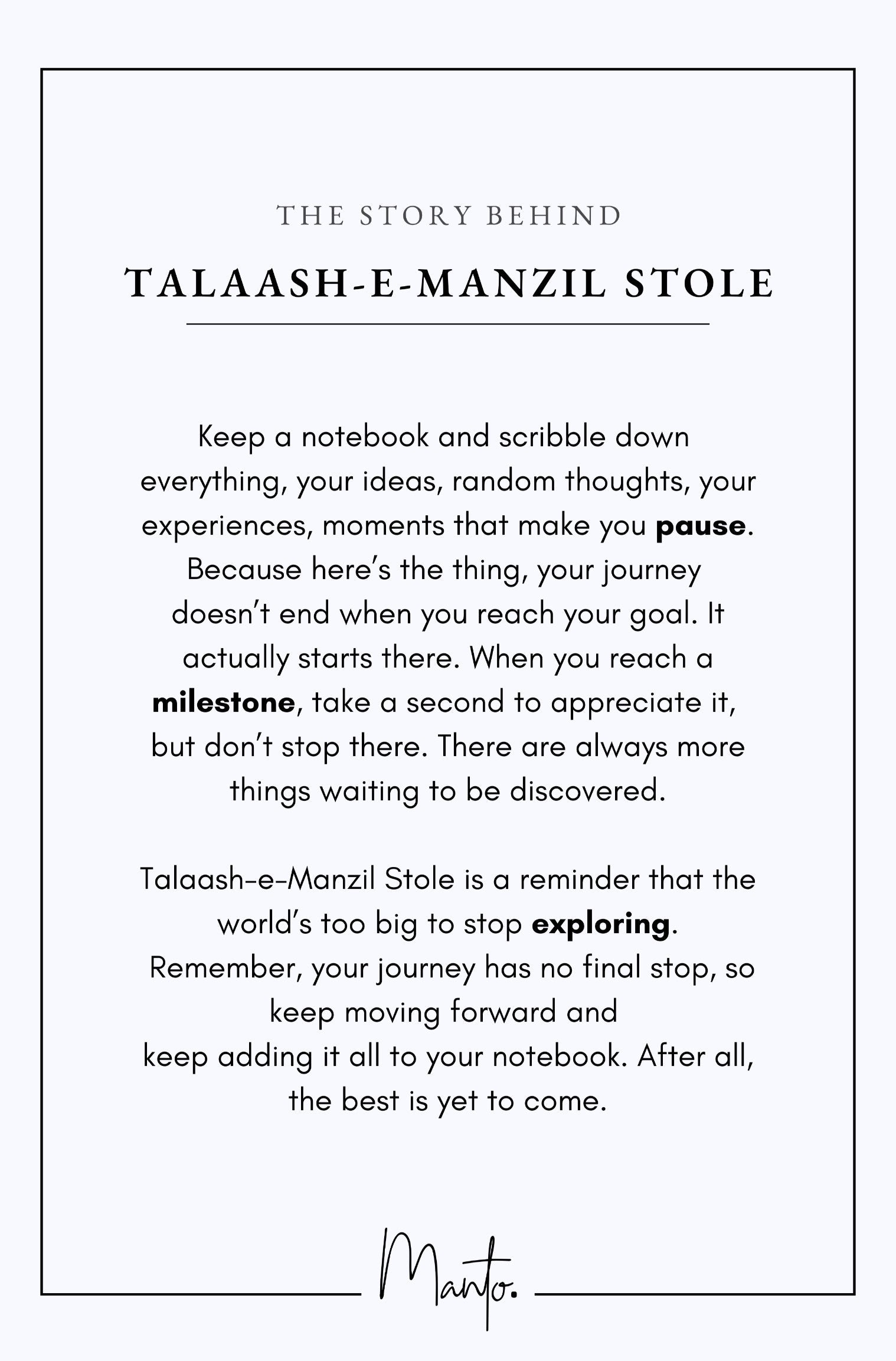 Design Philosophy of Talaash-e-Manzil Stole