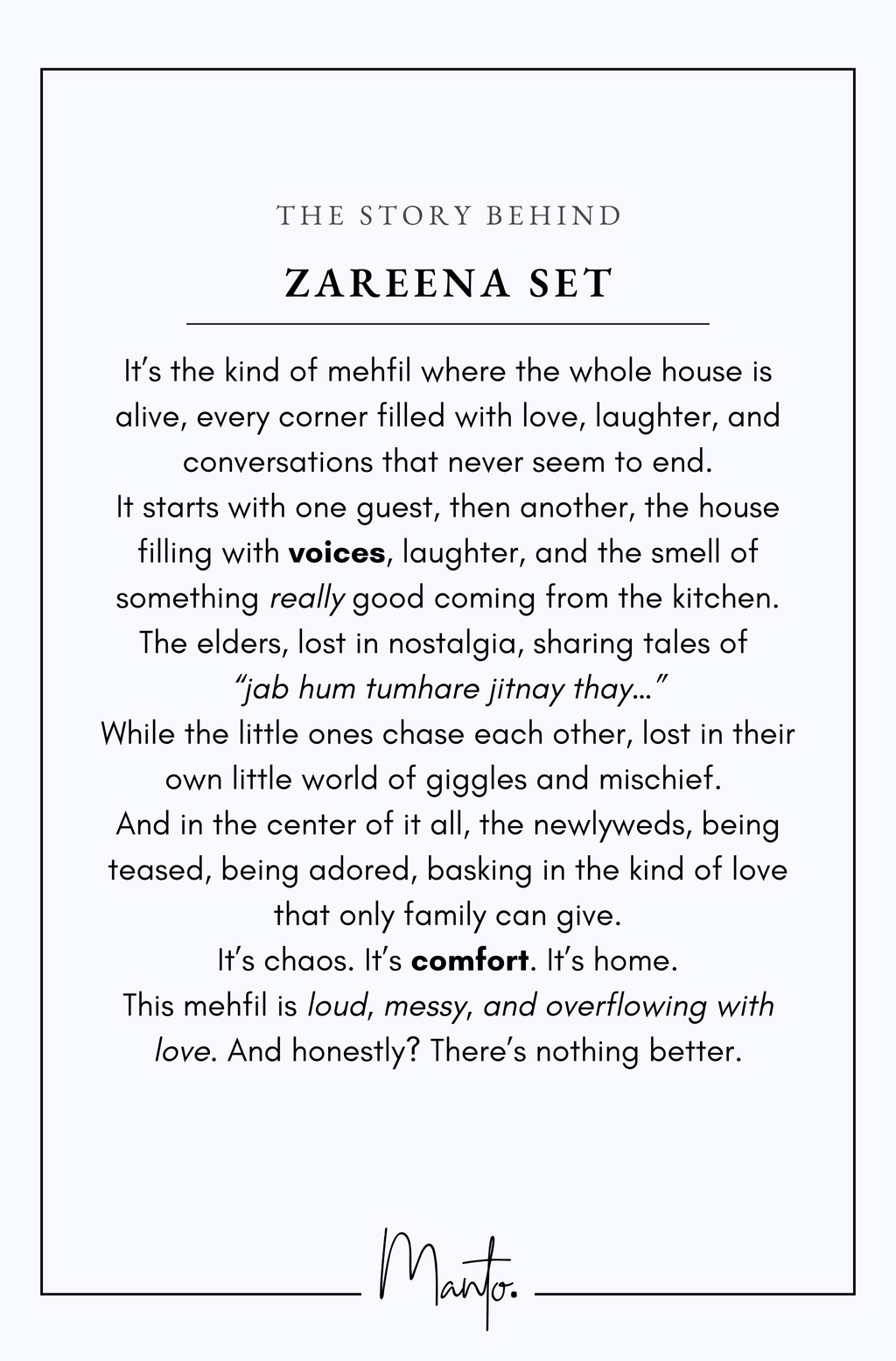 Design Philosophy of Zareena Set