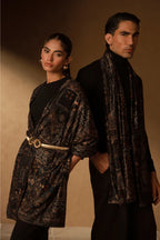 Qala (কলা) Velvet Stole - Black
