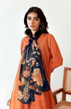 Shopmanto, wear manto, manto clothing brand, manto pakistan, ladies clothing brand, urdu calligraphy clothing, manto women black gulnaar stole with urdu calligraphy, crepe, silk